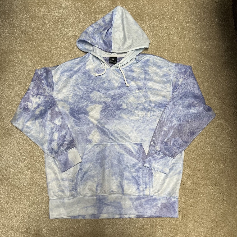 Nike Womens Icon Clash Pullover Training Hoodie Cloud Tie Dye Blue White Small